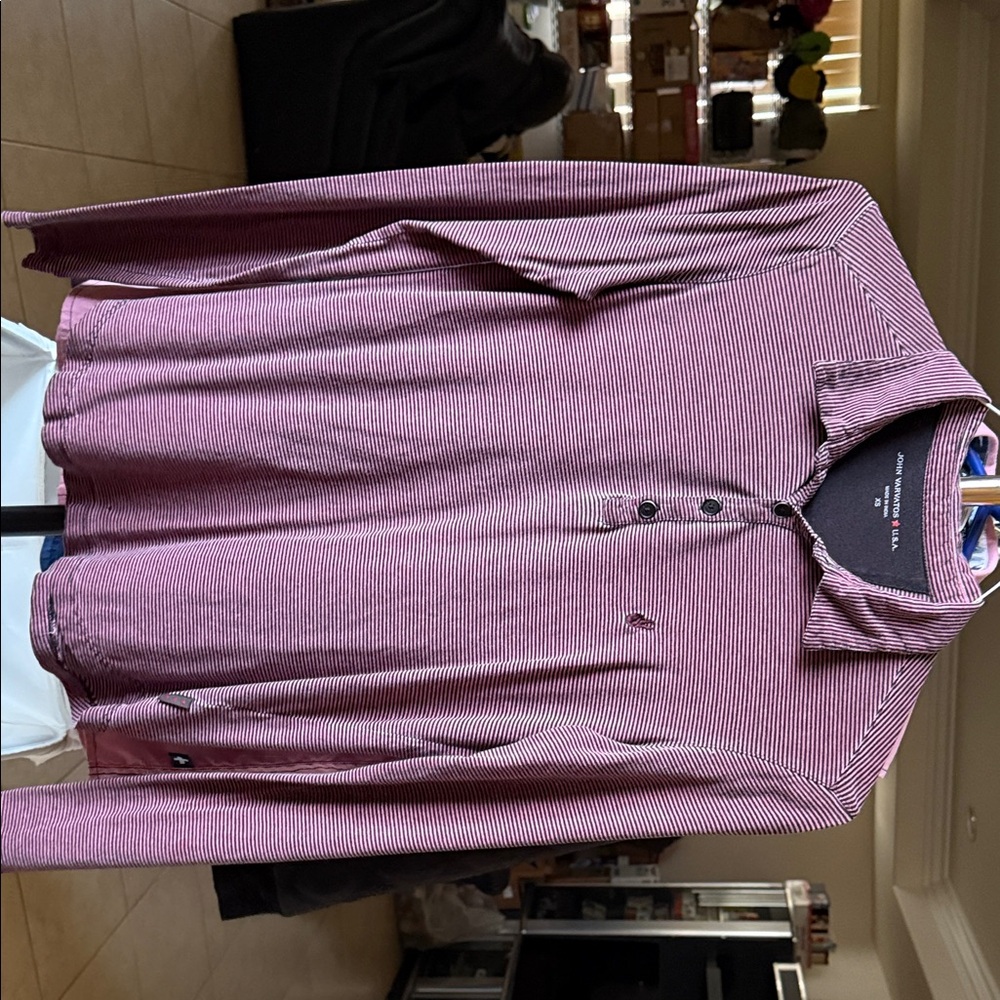 John Varvatos Maroon Striped Button Down Shirt